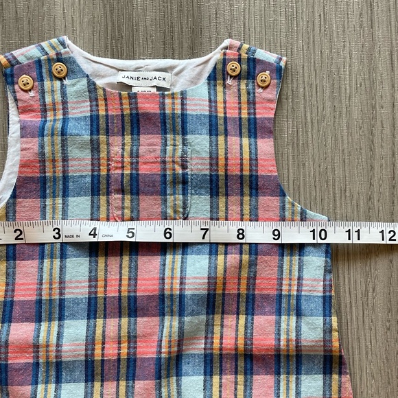 NWT Janie & Jack Plaid Linen One Piece and Tiger Short Sleeve Onesie Blue 6-12M - Picture 5 of 16
